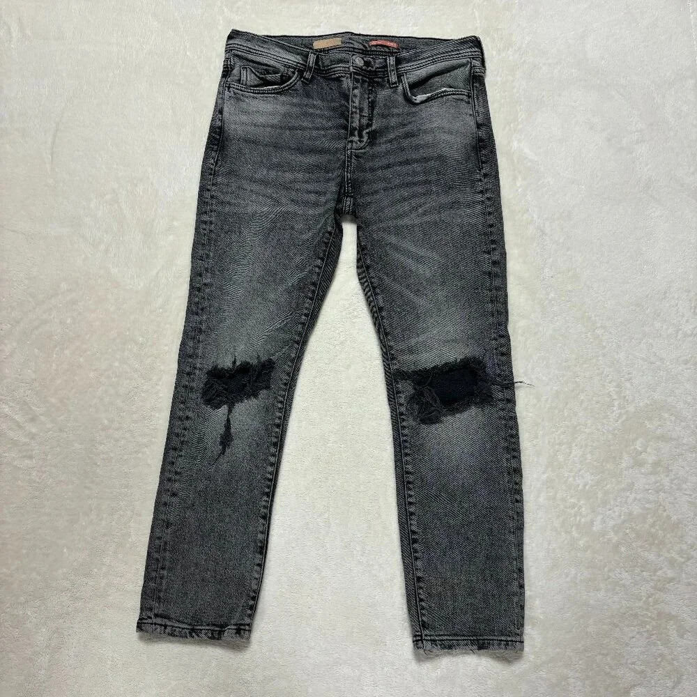 Pilcro by Anthropologie‎ Slim Boyfriend Black Distressed Women Jeans Size 29P